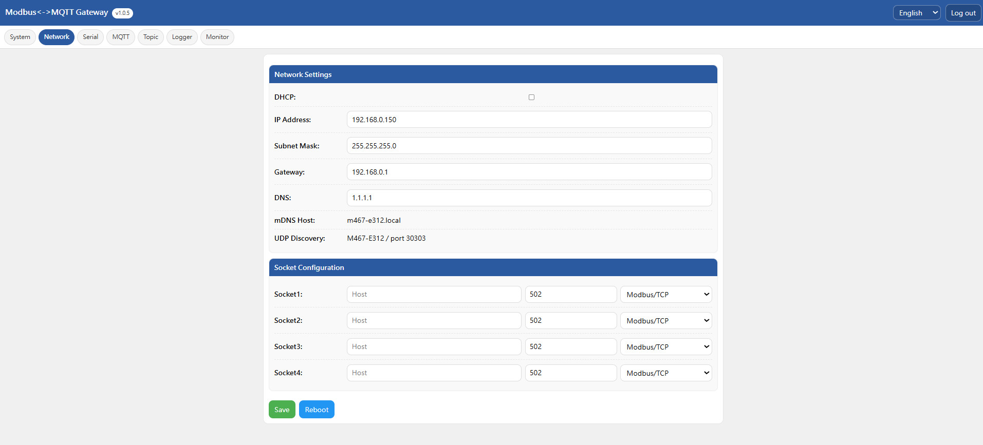 Modbus 節點位置設定